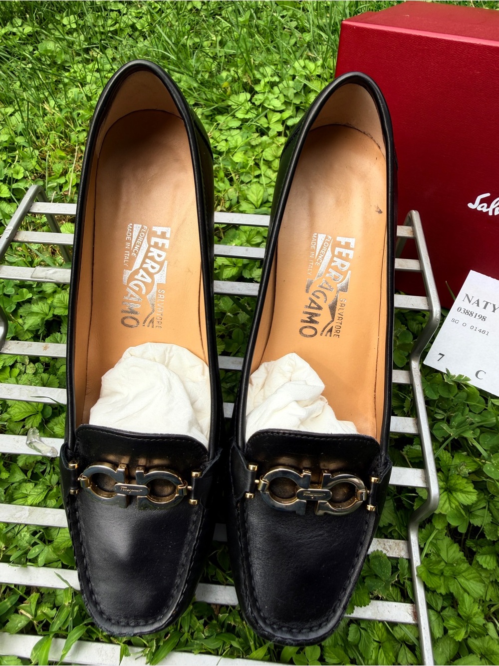 Salvatore Ferragamo Black Leather Loafers with Gold Horsebit